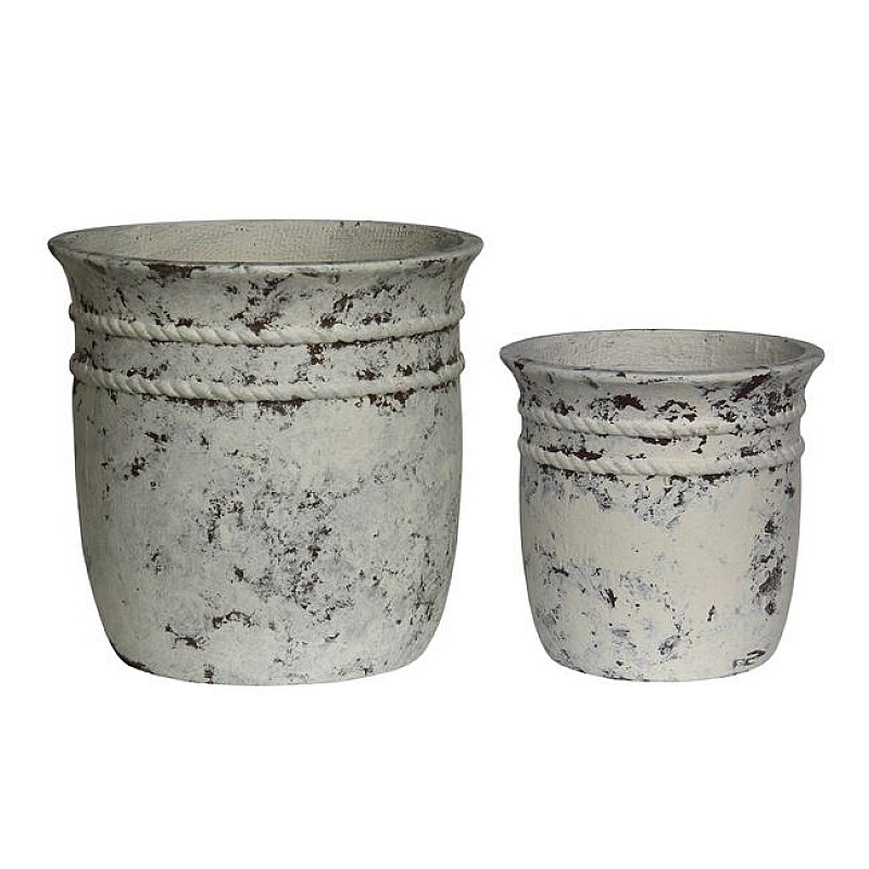 FLOWER POT-15 Set 2 τεμαχίων, Cement Απόχρωση Antique White