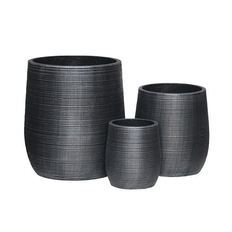 FLOWER POT-16 Set 3 τεμαχίων, Cement Απόχρωση Anthracite