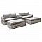 ASCOT Set Wicker Alu, Καναπές 4Θέσιος+2 σκαμπό+Τραπεζάκι, Wicker Grey White,  Μαξιλ.Μπεζ