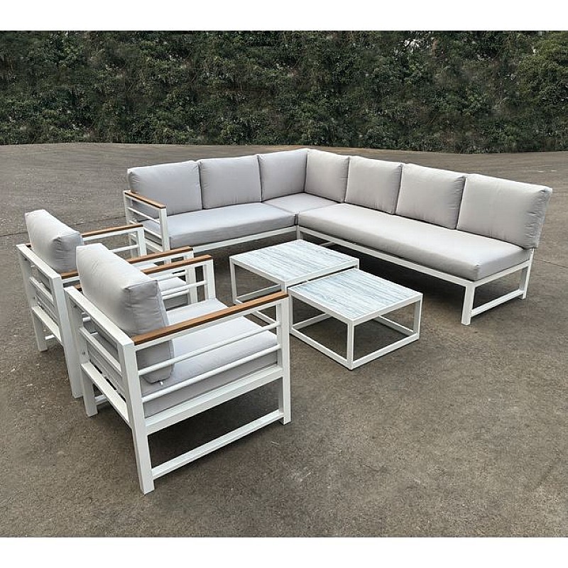 MARILIAN Set Σαλόνι Κήπου, Πολυμορφικό 6τεμ, Μέταλλο Βαφή Άσπρο, Μαξιλάρια Γκρι MARILIAN Set Σαλόνι Κήπου, Πολυμορφικό 6τεμ, Μέταλλο Βαφή Άσπρο, Μαξιλάρια Γκρι