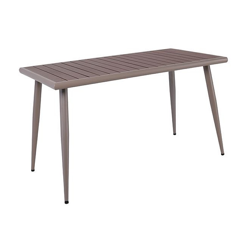 SERRANO Τραπέζι Κήπου-Βεράντας Μέταλλο Βαφή Sand Beige, Polywood Καρυδί