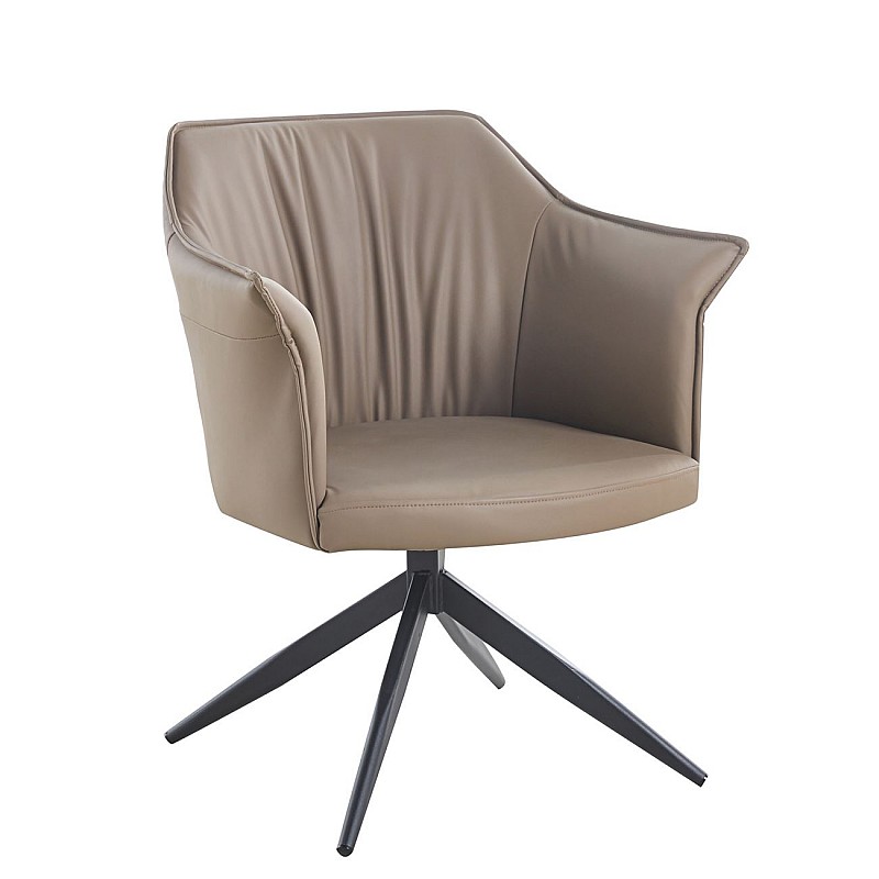 EVELYN Πολυθρόνα Περιστρεφόμενη, Μέταλλο Βαφή Μαύρο, Pu Cappuccino EVELYN Πολυθρόνα Περιστρεφόμενη, Μέταλλο Βαφή Μαύρο, Pu Cappuccino