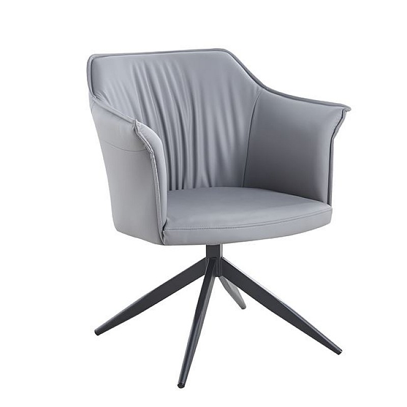 EVELYN Πολυθρόνα Περιστρεφόμενη, Μέταλλο Βαφή Μαύρο, Pu Σκούρο Γκρι EVELYN Πολυθρόνα Περιστρεφόμενη, Μέταλλο Βαφή Μαύρο, Pu Σκούρο Γκρι