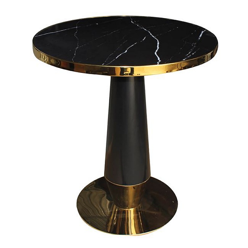 OLIVE Τραπέζι Βαφή Μαύρο-Gold, Επιφάνεια Sintered Stone Black Marble
