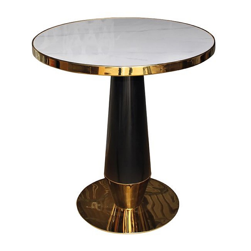 OLIVE Τραπέζι Βαφή Μαύρο-Gold, Επιφάνεια Sintered Stone White Marble