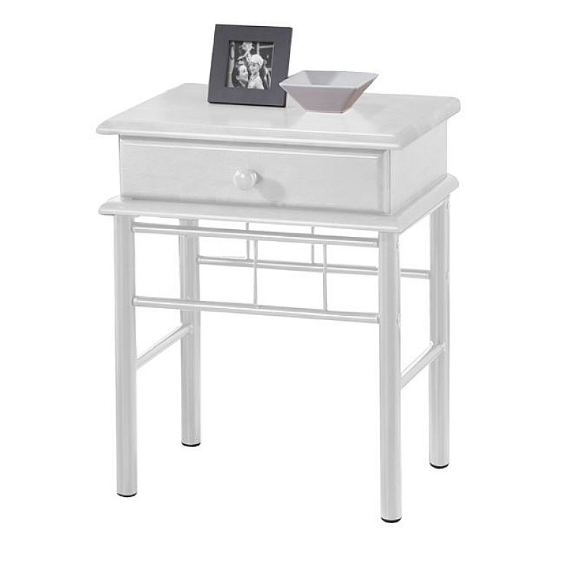 FLORA Κομοδίνο Μέταλλο Βαφή Άσπρο / Ξύλο Άσπρο FLORA Κομοδίνο Μέταλλο Βαφή Άσπρο / Ξύλο Άσπρο