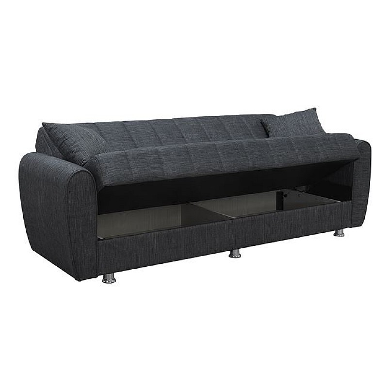 SYDNEY Καναπές - Κρεβάτι Σαλονιού - Καθιστικού, 3Θέσιος Ύφασμα Σκούρο Γκρι