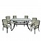 ASTOR Set Τραπεζαρία Κήπου : Τραπέζι + 6 Πολυθρόνες Steel Ανθρακί-Γυαλί / Μαξιλάρι Μπεζ