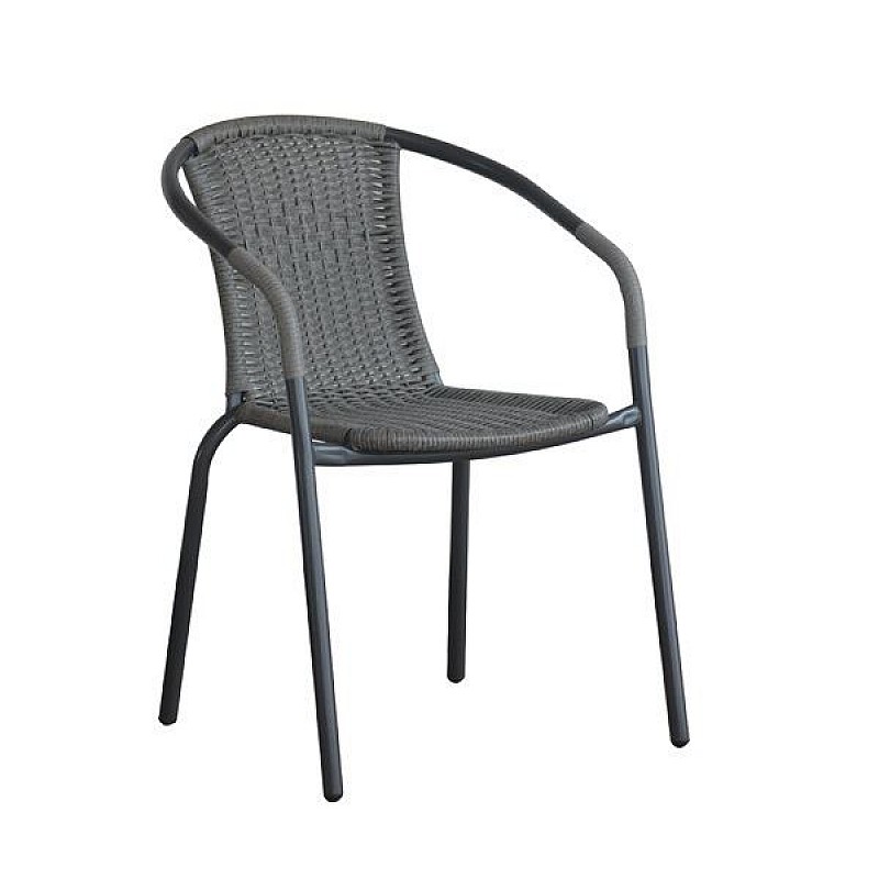 BALENO Πολυθρόνα Μέταλλο Βαφή Γκρι - Wicker Mixed Grey