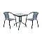 BALENO Set Κήπου - Βεράντας : Τραπέζι + 2 Πολυθρόνες Μέταλλο Γκρι / Wicker Mixed Grey