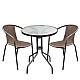 BALENO Set Κήπου - Βεράντας : Τραπέζι + 2 Πολυθρόνες Μέταλλο Καφέ / Wicker Brown