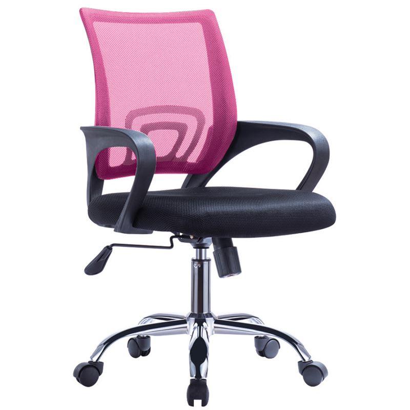 BF2101-F Πολυθρόνα Γραφείου με ανάκλιση Χρώμιο / Mesh Ροζ-Μαύρο