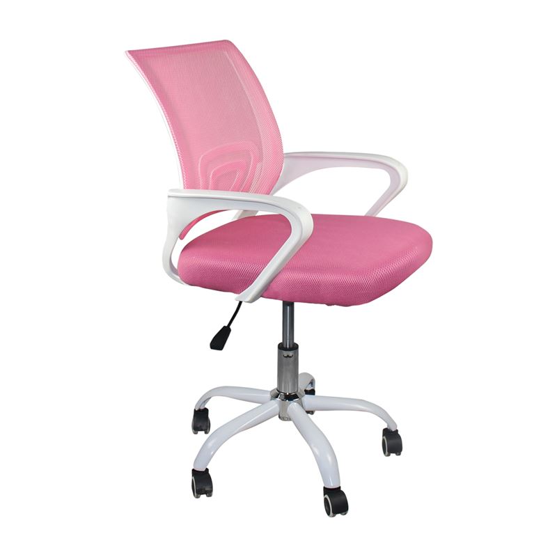 BF2101-SC Πολυθρόνα Γραφείου χωρίς ανάκλιση Άσπρο / Mesh Ροζ
