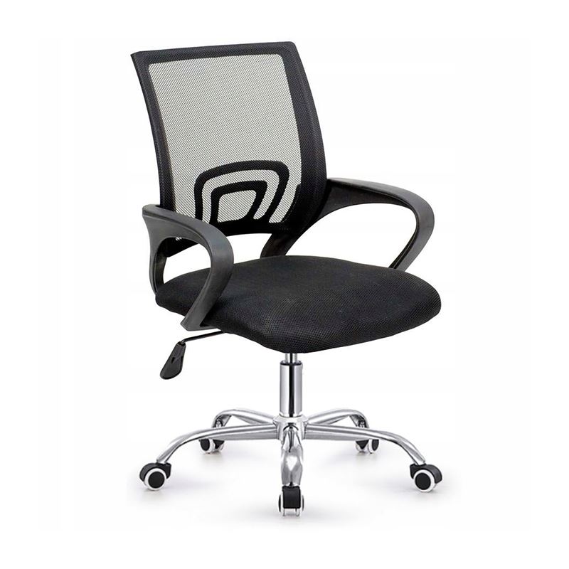 BF2101-W Πολυθρόνα Γραφείου χωρίς Ανάκλιση, Μέταλλο Χρώμιο Mesh Μαύρο