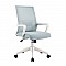 BF2965 Πολυθρόνα Γραφείου Ύφασμα Γκρι-Μπλε Mesh, Βάση PP Άσπρο