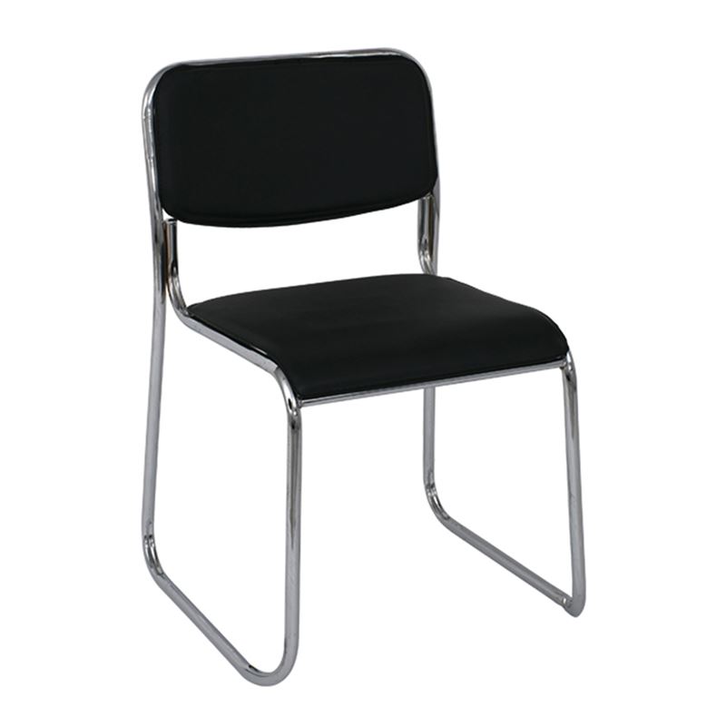 CAMPUS Καρέκλα Γραφείου Επισκέπτη - Στοιβαζόμενη Χρώμιο / Hard PVC Μαύρο