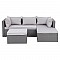 CORNER Set Wicker, Γωνία με Σκαμπό, Απόχρωση Ανοιχτό Γκρι