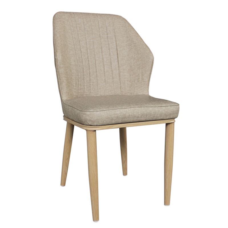 DELUX Καρέκλα Μέταλλο Βαφή Φυσικό / Linen PU Μπέζ