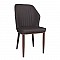 DELUX Καρέκλα Μέταλλο Βαφή Καρυδί  / Linen PU Σκούρο Καφέ