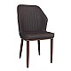 DELUX Καρέκλα Μέταλλο Βαφή Καρυδί  / Linen PU Σκούρο Καφέ