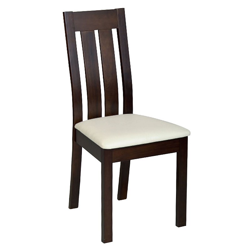 REGO Καρέκλα Οξυά Σκούρο Καρυδί / PVC Εκρού