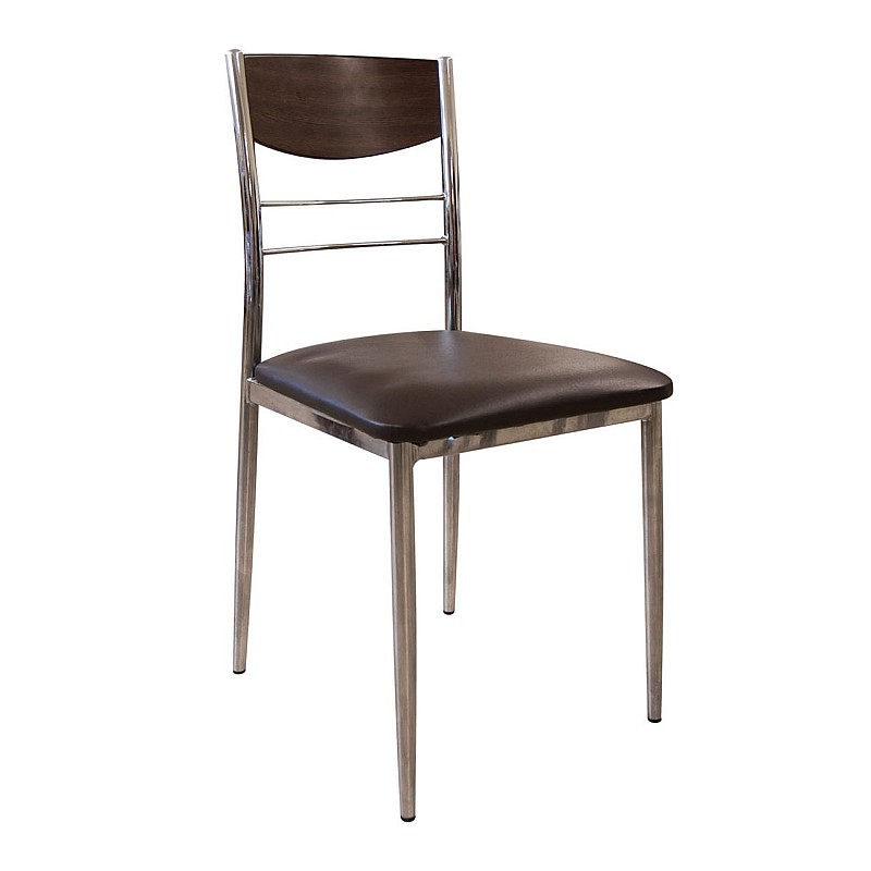 DINO Καρέκλα Χρώμιο / Σκούρο Καρυδί - Καφέ