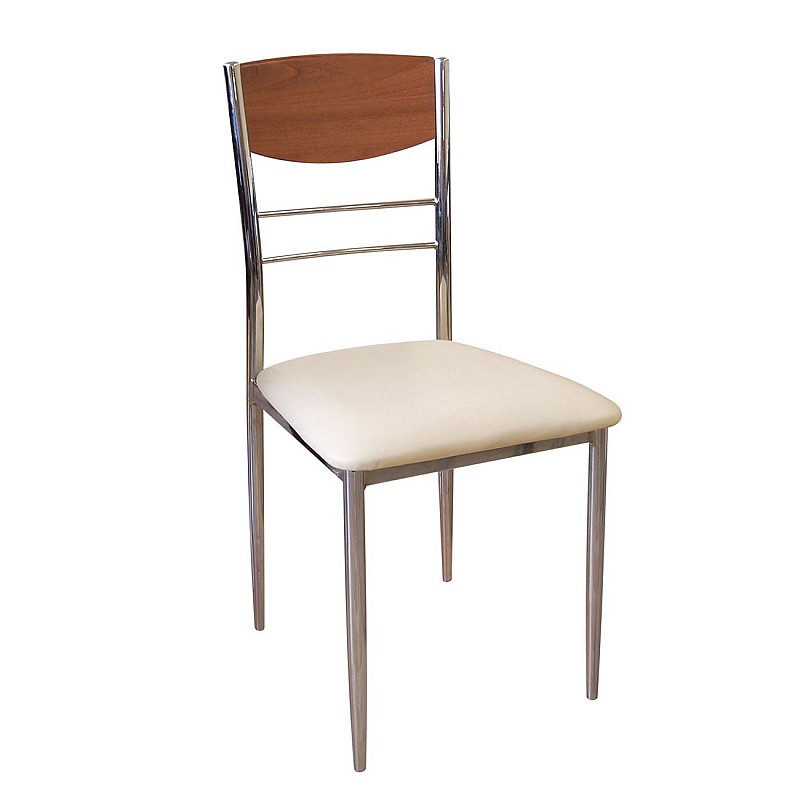 DINO Καρέκλα Χρώμιο / Κερασί - Εκρού