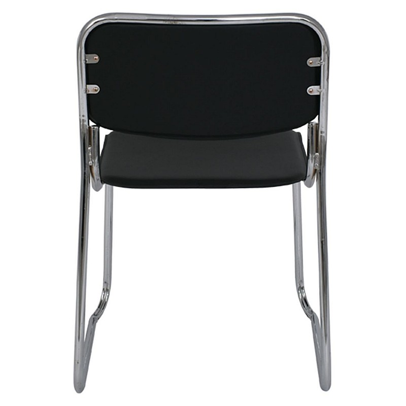 CAMPUS Καρέκλα Γραφείου Επισκέπτη - Στοιβαζόμενη Χρώμιο / Hard PVC Μαύρο