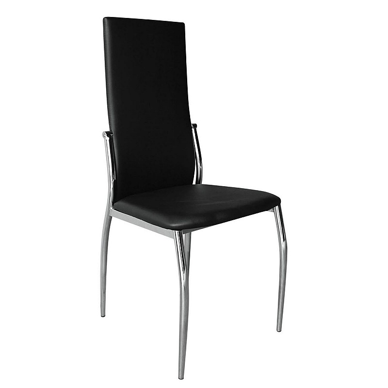 FRESH Καρέκλα K/D Χρώμιο / Pvc Μαύρο