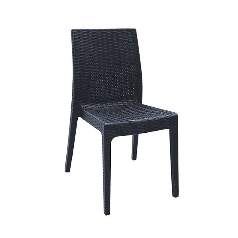 DAFNE Καρέκλα Κήπου - Βεράντας Στοιβαζόμενη, PP Rattan Look, UV Protection, Ανθρακί