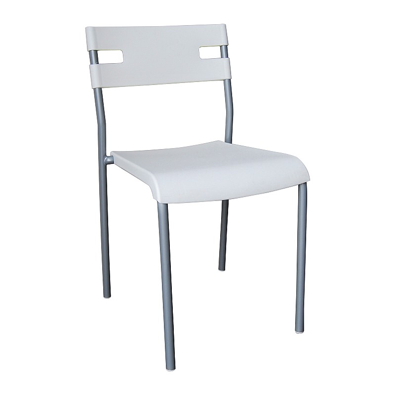 SWIFT Καρέκλα Στοιβαζόμενη Μέταλλο Βαφή Silver / PP Άσπρο