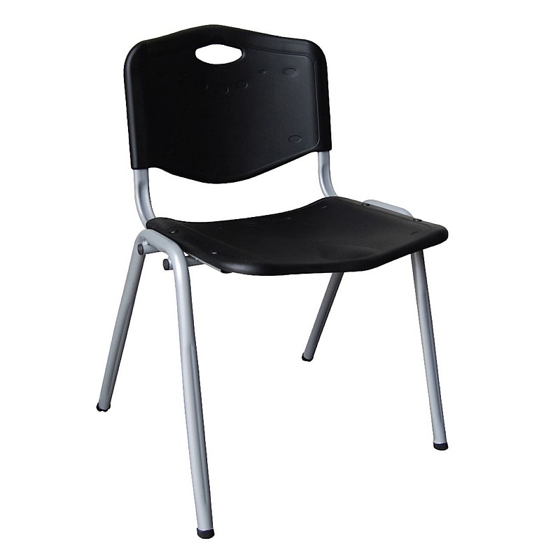 STUDY Καρέκλα Στοιβαζόμενη Μέταλλο Βαφή Silver / PP Μαύρο