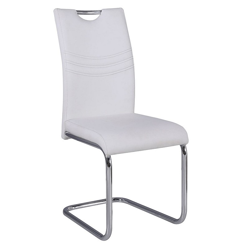 CROFT Καρέκλα Χρώμιο / PU Άσπρο