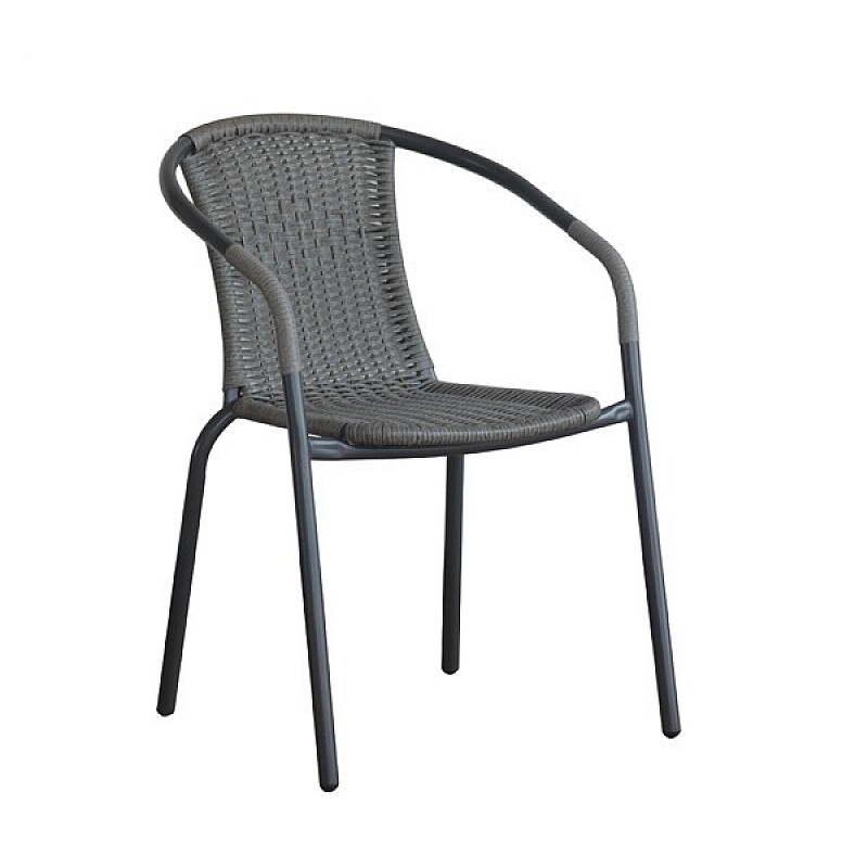 BALENO Πολυθρόνα Μέταλλο Βαφή Γκρι - Wicker Mixed Grey