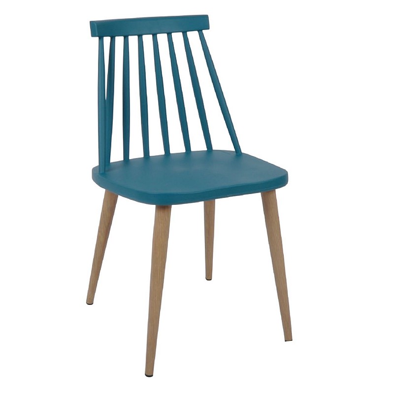 LAVIDA Καρέκλα Μέταλλο Βαφή Φυσικό / PP Μπλε