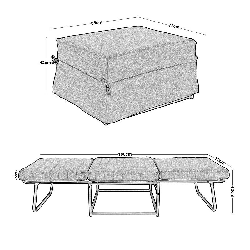 LOGAN Σκαμπό / Κρεβάτι Σαλονιού - Καθιστικού Στρώμα 7cm / Ύφασμα Μαύρο
