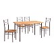 LORETO Set Τραπεζαρία Σαλονιού Κουζίνας: Τραπέζι + 4 Καρέκλες Μέταλλο Βαφή Silver, Φυσικό