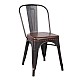 RELIX καρέκλα Steel Antique Black/Pu Κάθισμα Σκούρο Καφέ