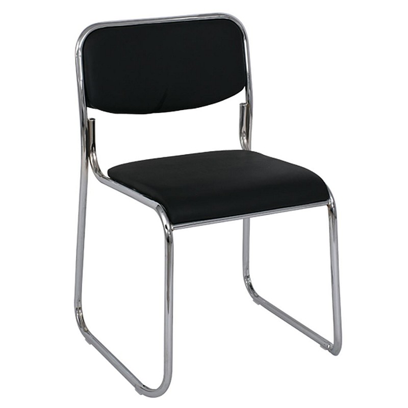 CAMPUS Καρέκλα Γραφείου Επισκέπτη - Στοιβαζόμενη Χρώμιο / Soft Pu Μαύρο