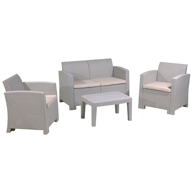 SAVANNA Set Σαλόνι Κήπου Βεράν τας K/D / PP-UV Sand Grey /Μαξιλάρια Μπεζ