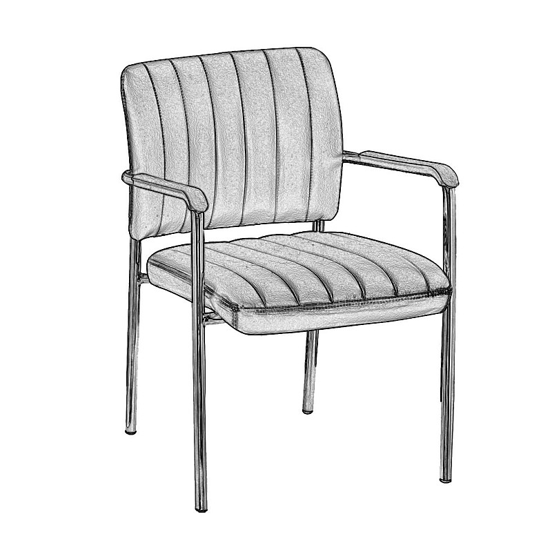 DENIM Πολυθρόνα Γραφείου Επισκέπτη Χρώμιο, Pu Μαύρο