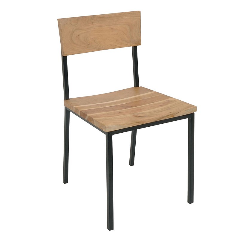 LIZARD Καρέκλα Μέταλλο Βαφή Μαύρο / Ξύλο Ακακία Φυσικό