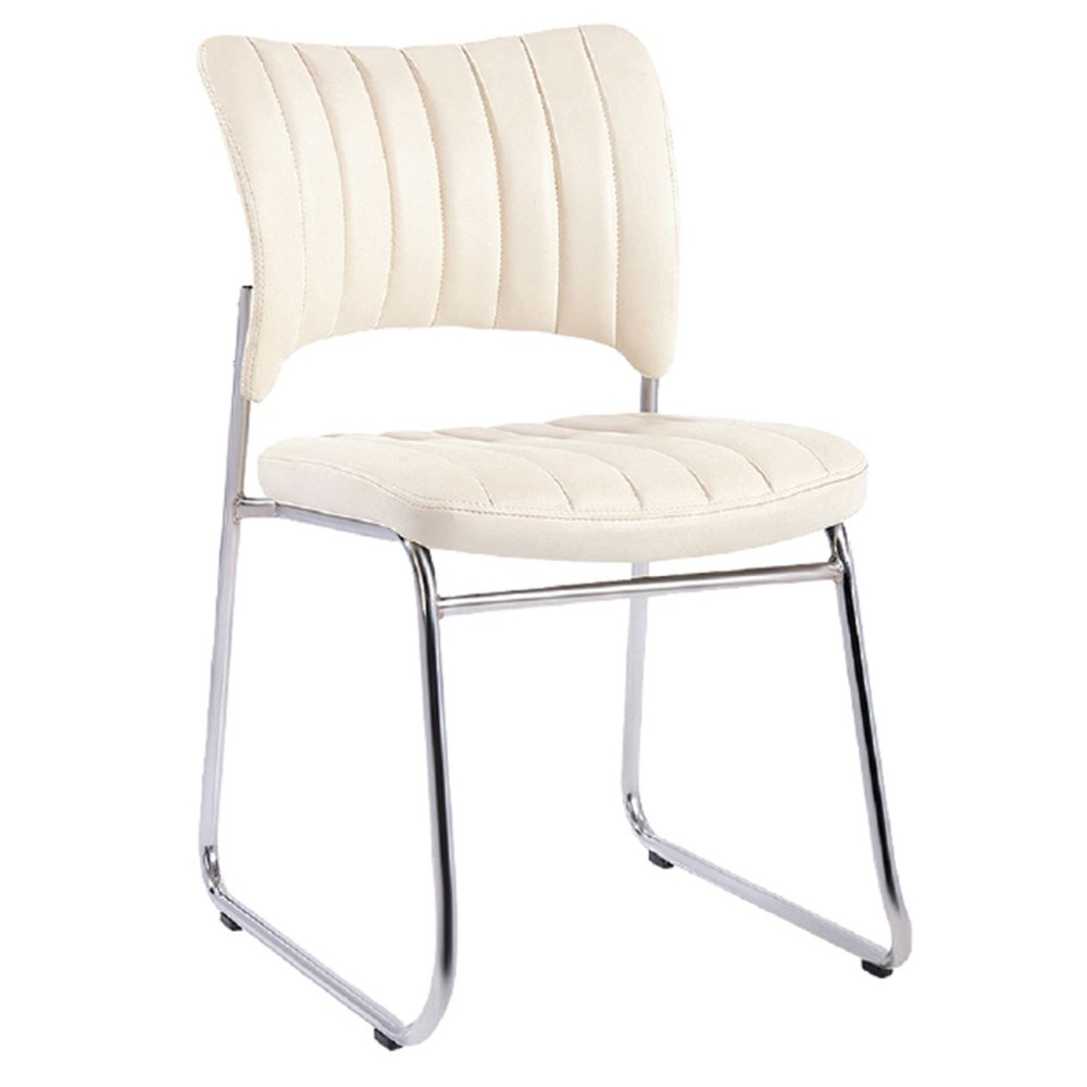 VENUS Καρέκλα Γραφείου Επισκέπτη, Στοιβαζόμενη Μέταλλο Χρώμιο, Pu Άσπρο