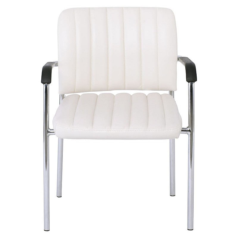 DENIM Πολυθρόνα Γραφείου Επισκέπτη Χρώμιο, Pu Άσπρο