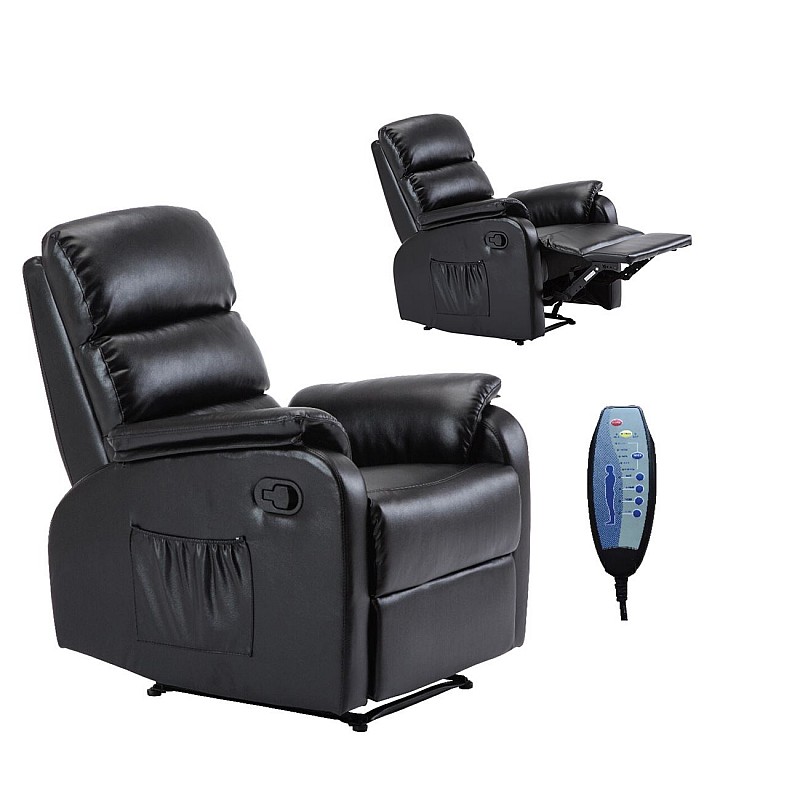 COMFORT Massage Πολυθρόνα Relax Σαλονιού - Καθιστικού / PU Μαύρο