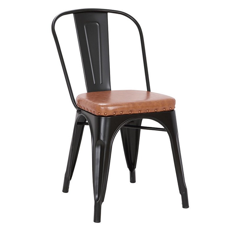 RELIX καρέκλα Steel Μαύρο Matte/Pu Camel