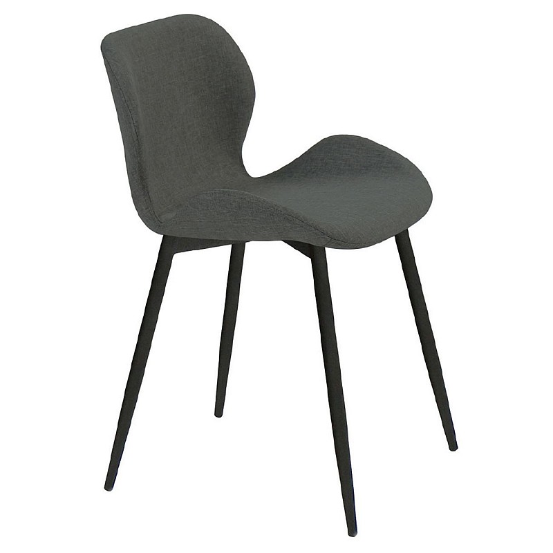 LILIAN Καρέκλα Μέταλλο Βαφή Μαύρο / Ύφασμα Σκούρο Γκρι