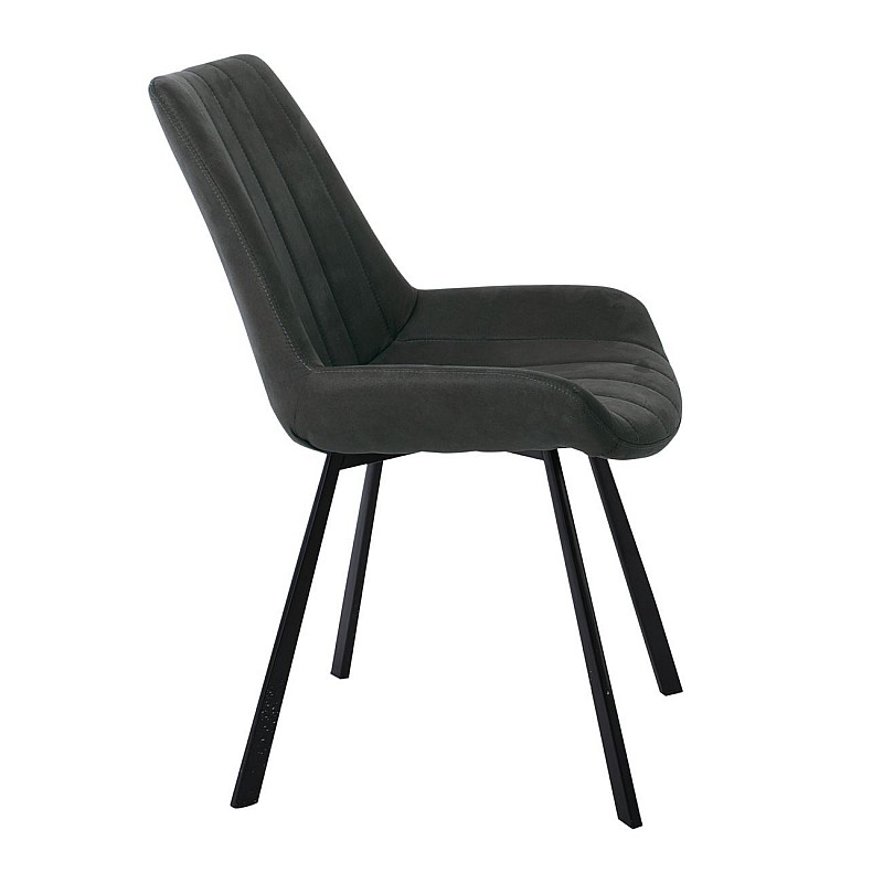 MATT Καρέκλα Μέταλλο Βαφή Μαύρο / Ύφασμα Suede Ανθρακί