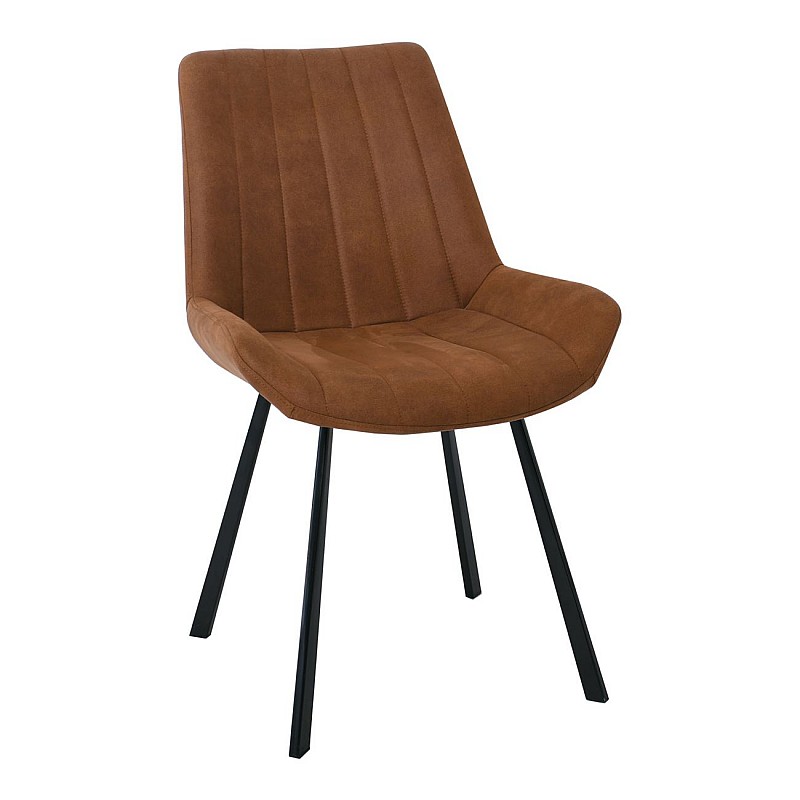MATT Καρέκλα Μέταλλο Βαφή Μαύρο / Ύφασμα Suede Καφέ