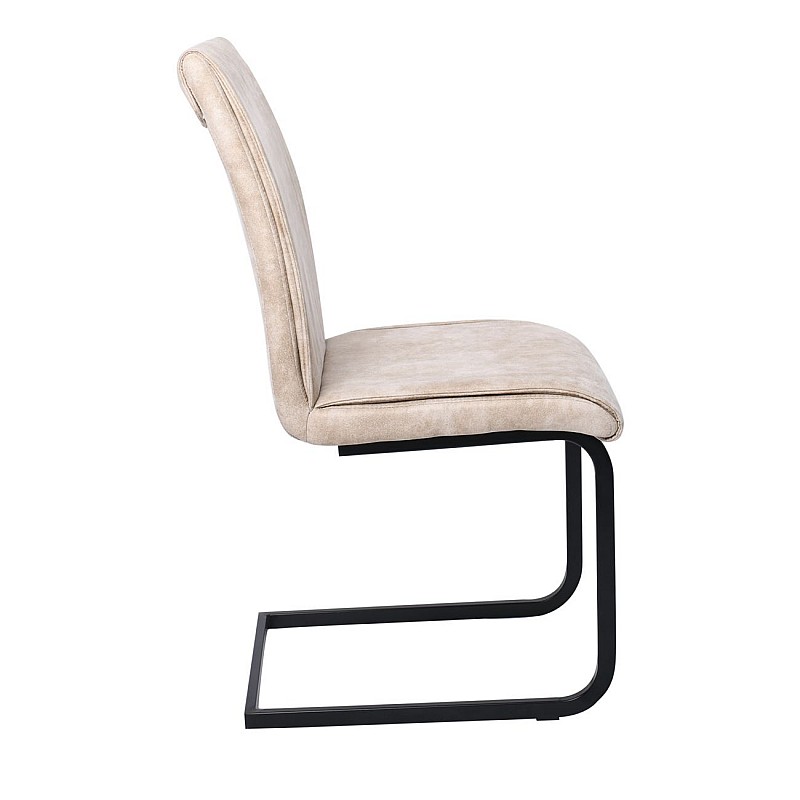 TORY Καρέκλα Μέταλλο Βαφή Μαύρο  / Ύφασμα Suede Μπεζ